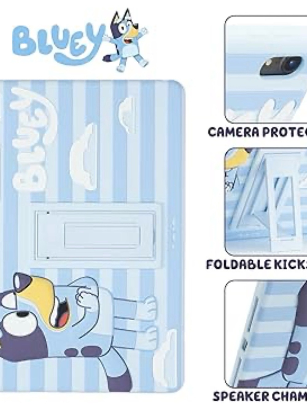 Bluey Light Blue Striped Ipad Gen 10.10.9”/Ipad Gen A16.11” Silicone  Case